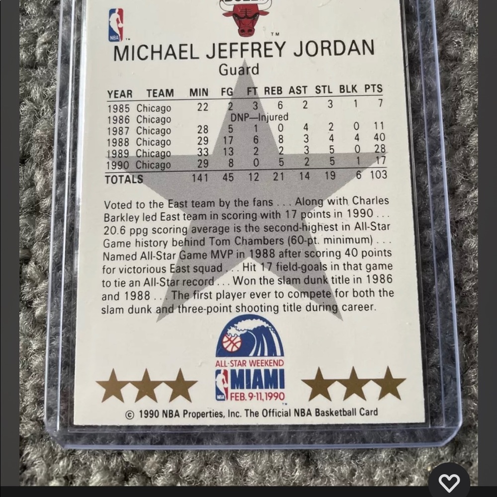 1990 Michael Jordan card. NBA hoops